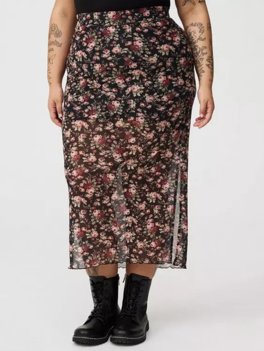 Torrid Floral Mesh Maxi Skirt